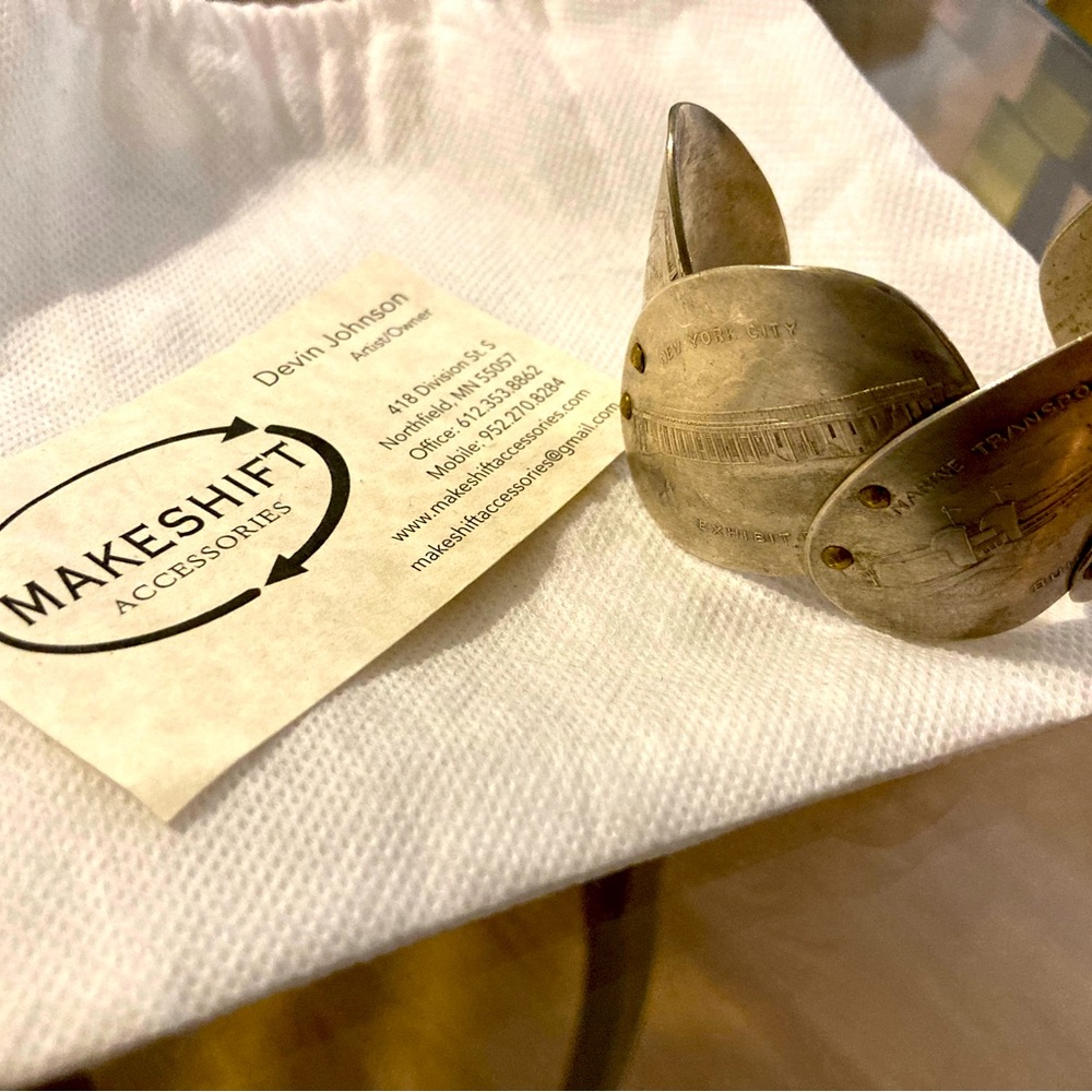 Neverworn plate cuff silver  bracelet  by makeshift accessories